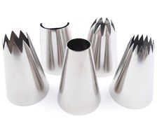 Pridebit Cupcake/Cake Decorating Tips 5 Extra Large (4 Classic Tips+1 Ruffle Tip) Stainless Steel Piping Icing... N6
