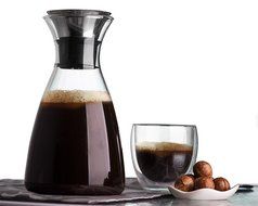Artcome 50 Oz Heat Resistant Borosilicate Water Carafe Glass Pitcher with Stainless Steel Flow Lid N6