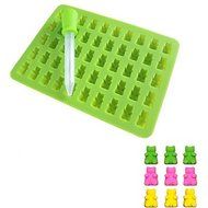 Sher 50 Cavity Silicone Bear Shape Baking Ice Cube Tray Candy Chocolate Molds Making Gummy , green N2
