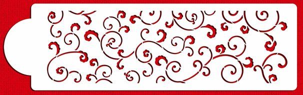 Designer Stencils C358 Leafy Scroll Cake Stencil, Beige/Semi-Transparent N2