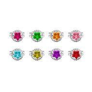 Colorful Assorted Gem Star Rhinestone Adjustable Rings with Heart Shape Display Case for Party Favors, Bridal... N4
