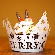 Zerowin 24pcs Christmas Lace Laser Cut Cupcake Wrapper Liner Baking Cup Muffin Case Trays Wedding Birthday Party... N4