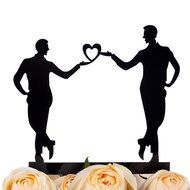 LOVENJOY Gift Box Pack Mr and Mr Gay Same Sex Silhouette Wedding Birthday Cake Topper (5.1-inch, Black) N17
