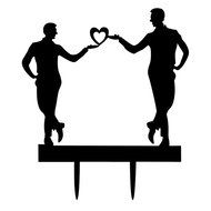 LOVENJOY Gift Box Pack Mr and Mr Gay Same Sex Silhouette Wedding Birthday Cake Topper (5.1-inch, Black) N18
