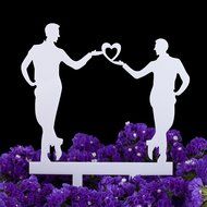 LOVENJOY Gift Box Pack Mr and Mr Gay Same Sex Silhouette Wedding Birthday Cake Topper (5.1-inch, Black) N20