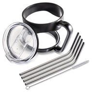 Morecome 30 Oz Stainless Steel Insulated Tumbler Mug Handle+ Straws+Cleaning Brush+Splash Proof Lid N5