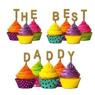 The Best Daddy Cupcake Topper Party Favors Birthday Anniversary Fathers day Solid purple N11