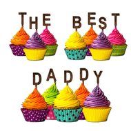 The Best Daddy Cupcake Topper Party Favors Birthday Anniversary Fathers day Solid purple N12