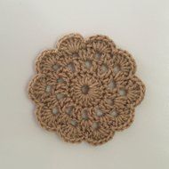 Crochet Light Brown Flower Coasters Set of 3 N2