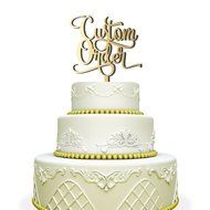 Custom Cake Topper For Weddings and Birthdays Mirrored Gold N5