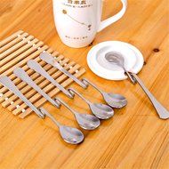 HSE 5 Pcs Stainless Steel Spoon Bending Hanging Cup Stainless Steel Coffee Spoon Bent Suspension Jam Spoon N3