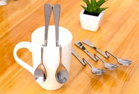 HSE 5 Pcs Stainless Steel Spoon Bending Hanging Cup Stainless Steel Coffee Spoon Bent Suspension Jam Spoon N5