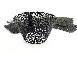 Yansanido 24 set ivory Filigree Artistic Bake Little Vine Lace Laser Cut Cupcake Wrapper Cup Muffin Case Trays... N14