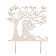 LOVENJOY with Gift Box Bride and Groom Silhouette Tree Wedding Cake Topper Rustic Wood (5.7-inch) N3