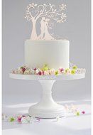 LOVENJOY with Gift Box Bride and Groom Silhouette Tree Wedding Cake Topper Rustic Wood (5.7-inch) N4