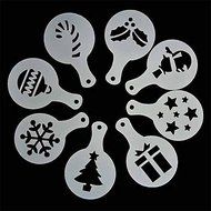 Sher 8Pcs Christmas Coffee Stencil Chocolate Cookies Cakes Stencils Mold N3