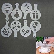 Sher 8Pcs Christmas Coffee Stencil Chocolate Cookies Cakes Stencils Mold N4