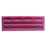 LYNCH 3 Types Decorative Borders 3D Silicone Mold Cake Fondant Pastry Tools,Pink