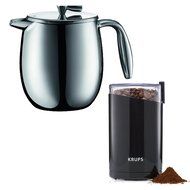Save set Bodum Columbia Four 6 Oz Cups Stainless Steel Thermal Vacuum Coffee Press, 0.5 l, 17-Ounce with KRUPS...