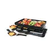 Swissmar KF-77040 Classic 8-Person Raclette Party Grill with Reversible Cast Iron Grill Plate/ Crepe Top, Black N9