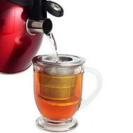 KITCHENOVA 3.75in Laser Cut Collapsible Stainless Steel Tea Strainer w/ Drip Catcher (1)