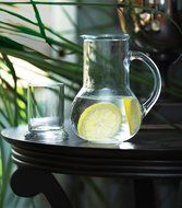 Circleware Oasis Bedside Carafe and Glass Set, One 36 Ounce Glass Pitcher and 8 Ounce Drinking Glass, Limited... N3
