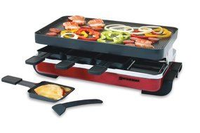 Swissmar KF-77040 Classic 8-Person Raclette Party Grill with Reversible Cast Iron Grill Plate/ Crepe Top, Black N13