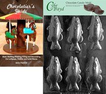 Cybrtrayd &quot;Bass Fish Bars&quot; Nautical Chocolate Candy Mold with Chocolatier&#039;s Guide Instructions Book Manual