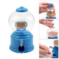 Chunshop Cute Mini Blue Bubble Gum Ball Candy Dispenser Machine Coin Box Kid Toy Moneybox N8