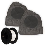 Theater Solutions 2R8L Outdoor Lava 8" Rock 2 Speaker Set with Wire for Yard Pool Spa Garden