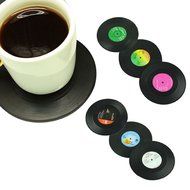 Morecome 6Pcs/Set Spinning Retro Vinyl Record Drinks Coasters / Vinyl Coaster Cup Mat N2