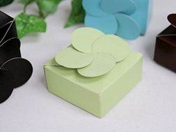 BalsaCircle 100 2&quot;x2&quot;x1&quot; Wedding Favors Boxes with Cute Petal Top - Sage Green N3