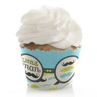 Dashing Little Man Mustache Party - Baby Shower or Birthday Party Cupcake Wrappers - Set of 12