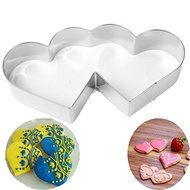 Stainless Steel Double Heart Cookie Cutter Cake Pastry Biscuit Mold Decoration Tool N6