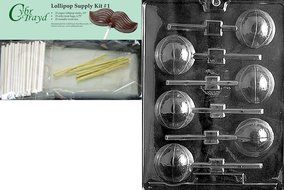 Cybrtrayd 45StK25G-S027 Basketball Lolly 3D Sports Chocolate Candy Mold, Includes 25 Lollipop Sticks, 25 Cello...