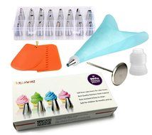 Cake Decoration Tips Set - ONLY 30pcs cake decoration kit including Reusable silicone icing bag, coupler, cake...