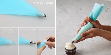Cake Decoration Tips Set - ONLY 30pcs cake decoration kit including Reusable silicone icing bag, coupler, cake... N3
