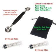 3D Jelly Cake Tools Scoop 1pcs Stainless Steel Dual Double-end Gelatin Art Jello Gracilaria 1 Bag 4x6 inch + 2... N2