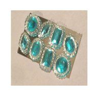 Pack of 8 Edible Aqua Blue Sugar Cake Cupcake Jewels Brooch Diamond Decoration, New