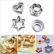 Sher Star Heart Flower Cookie Cutter Sporting Shapes Biscuit Mold Stainless Steel Omelette device,Set of 12 N2