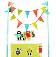 Colorful Funny Cartoon Robot Cake Garland Bunting Flag Toothpicks Toppers Wrap Sets Party Favors Supplie Baby... N2