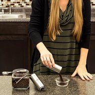 The Original Manual Coffee Grinder by Bean &amp; Bistro - Adjustable Ceramic Burr, Stainless Steel Body, Portable N9