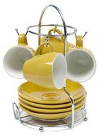 IMUSA, A120-22178, Espresso Set with Rack, 8 Piece, Yellow