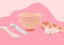 6-IN-1 Women Mask Bowl- Face Skin Care Mask Mixing Bowl Stick Spoon Brush Color Random N3