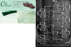 Cybrtrayd 45St50-P005 Irish Lolly Patriotic Chocolate Candy Mold with 50 4.5-Inch Lollipop Sticks N6
