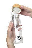Glass Tea and Fruit Tumbler - Portable and Travel Friendly with Stainless Steel Infuser and BPA free Bamboo Lid N6