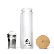 Glass Tea and Fruit Tumbler - Portable and Travel Friendly with Stainless Steel Infuser and BPA free Bamboo Lid N7
