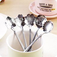 Freedi 4pcs Flower Pattern Stainless Steel Coffee Mixing Spoon Tea Dessert Soup Stirring Spoons 5-Inch N4