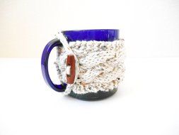 Knit Cabled Coffee Mug Cozy, Tea Cup Sweater, Mug Sleeve N7