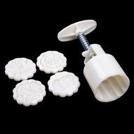 1 X Moon Cake Mooncake Decoration Mold Mould 100g Flowers Round 4 Stamps DIY Tool N2